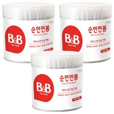 비앤비 원형 유아용 면봉, 200개입, 3개