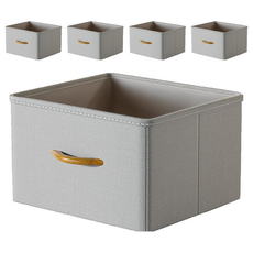 小麥購物 布藝抽屜式摺疊衣服收納箱 L2432, 灰色, 5個