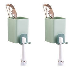 제이로 칫솔 치약 보관 접착식 걸이 홀더, 초록, 2개