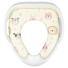 aguard 兒童馬桶坐墊 把手款, 動物朋友款 象牙白, 1入