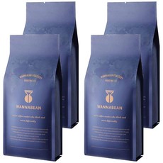 WANNABEAN ROASTERY 半低因巧克力綜合咖啡豆, 1kg, 原豆(不研磨), 4個