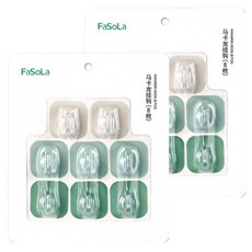 FaSoLa 多用途北歐系免打孔掛鉤組 FA-YF-301 4 x 4 x 2cm 承重2kg 2.5g 8個, 簡約馬卡龍, 2組