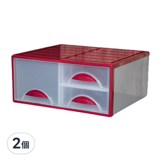 KEYWAY 凱特三抽抽屜整理箱, 紅色, 2個