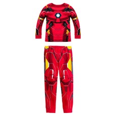 愛北鼻 兒童 薄長袖套裝 紅鋼鐵人造型 舒適, 90, 紅鋼鐵人
