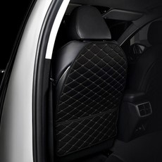 메이튼 자동차 가죽 퀄팅 킥매트 시트백 커버 원포켓, 블랙 + 블랙, 1개