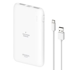 모즈온 파워 5000mAh 2포트 보조배터리 + C타입케이블, 화이트