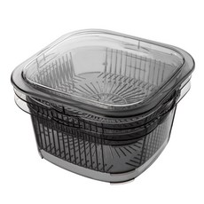 Berthan 三層多功能瀝水籃蔬菜保鮮盒組, 1套, 黑色