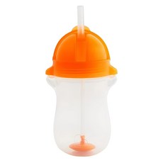munchkin 滿趣健 貼心鎖滑蓋防漏杯 360度吸管 296ml 無BPA 附吸管刷, 橘色, 1組