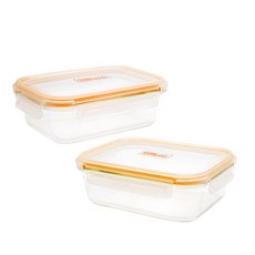 OVEN LOCK 長方形玻璃密封保鮮盒 3號 1040ml, 2個, 1.04L