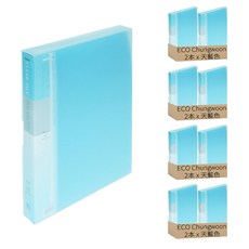 ECO Chungwoon PP彩色半透明資料夾 A4 80頁, 8本, 天藍色