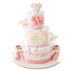 Baby Bakery 3層尿布蛋糕 公主款, 一百天款(粉色)