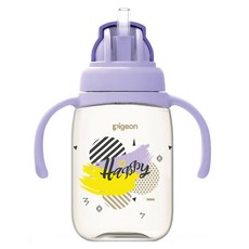 pigeon 貝親 雙把手 PPSU 吸管杯 幸福款, 個性紫, 330ml, 1個