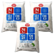 해표 천일염 굵은소금, 1.5kg, 3개