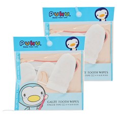 PUKU 藍色企鵝 紗布指套清潔刷 3個入, 2包