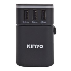 Kinyo 多合一萬國轉接頭 MPP-2345-1, 7.9cm, 黑, 1個