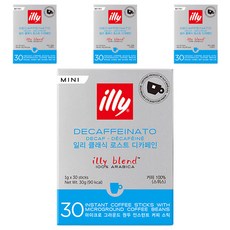 illy 意利 無咖啡因烘焙阿拉比卡即溶咖啡粉, 1g, 30條, 4盒