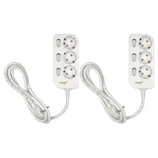 KUMHO Beongaepyo 節能型 新獨立開關延長線 3孔, 5m, 白色, 2個