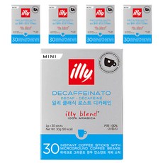 일리 클래식 로스트 디카페인 미니 원두커피스틱, 1g, 30개입, 5개