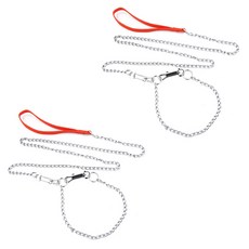 寵物夢工廠 鐵鏈項圈牽繩 4.0, 紅色 + 銀色, 2條