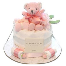 babybakery 嬰兒用 New 睡睡熊尿布蛋糕 新生兒, 粉紅色, 1個