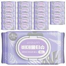 올담 코튼블라썸 비데물티슈 캡형, 70g, 62개입, 20개