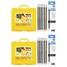 Dong-A 小黃雞蠟筆 48色 + Tucoby Coma 三角橡皮擦鉛筆 SG-208 12入, 混合色, 2套