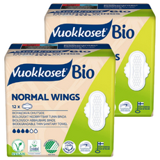 Vuokkoset BIO 普通蝶翼衛生棉 翅膀型, 小型, 12入, 2個