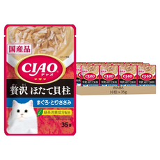 INABA CIAO 啾嚕 巧餐包, 奢華干貝 + 鮪魚 + 雞肉, 35g, 16包