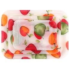 LOHJA 水果圖案壓克力托盤 3入, 混色