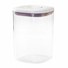 寵物密封儲糧桶 小口徑長方款, 透明色/白色, 1個, 1L