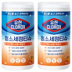 유한클로락스 청소세정티슈 오렌지퓨전 75매, 2개