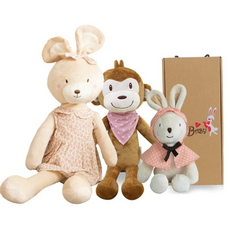 CONY BABY 安撫娃娃 小兔子 30cm+小猴子 40cm+兔子 80cm+禮盒, 1組