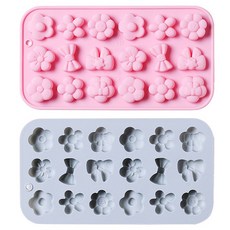 18格矽膠花朵/蝴蝶結造型模具 2入, 1套, 藍色, 粉色