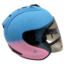 全罩式安全帽 R3A6 M 含護目鏡, 天藍色 + 粉色