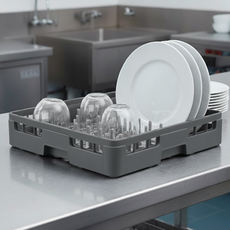 商用洗碗機碗籃 64格, 1個, 1層, 灰色
