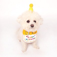 DING DONG PET 生日派對快樂狗狗斗篷 + 帽子, 黃色