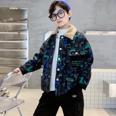 男孩補丁毛皮領牛仔夾克 CCV72BJK137