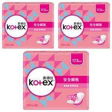 Kotex 靠得住 安全瞬吸護墊 無香, 加長型(17.5cm), 52片, 3包