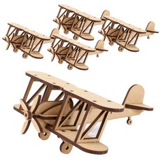 民畫迷你萊特兄弟飛機雙翼機模型製作套組, 5套, 木質