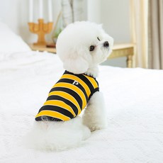 PETSLAND 條紋蹦蹦無袖T恤, 黃色