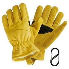 Camping Bar 牛皮工作手套 加厚款 M, 黃色, 1雙