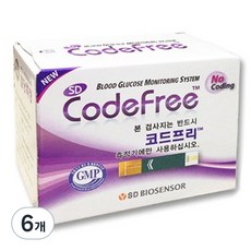 에스디코드프리 개인용 혈당 측정 검사지, 6개, 50개입