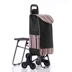 맘툴 폴더블 계단오르는 의자장바구니 카트, 블랙 줄무늬, 1개