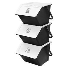 Nature Living Modern Daily 分類回收箱, 黑+白, 3個