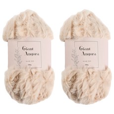 CheongsongTteugaesil 巨型安哥拉毛線 100g, 2個, 03 淺米色