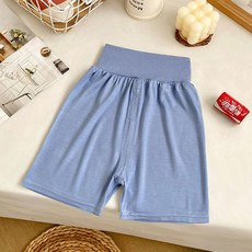 愛北鼻 莫代爾護肚短褲, 親膚透氣高腰護肚設計，寶寶夏季必備單品, 100碼, 霧藍色, 1件