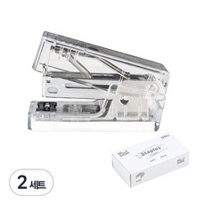 NUSIGN 透明迷你訂書機+33號釘書針組, 透明白色, 2套