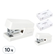 NUSIGN 方形迷你訂書機 + 33號釘書針組, 純白色, 10個