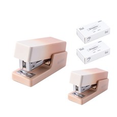 DELI 努賽因 漸層迷你釘書機 +33號釘書針 套組, 粉紅色, 2個