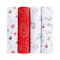 aden anais 新生兒包巾雙層4件組, 100%棉 (浴巾式無頭套)